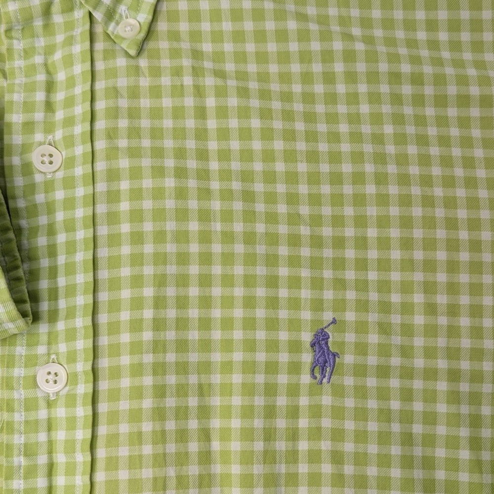Ralph Lauren Blake Gingham Button Down Shirt Men's Large Green White Long Sleeve - Picture 3 of 10
